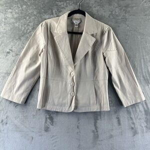 Talbots Stretch Blazer Women's 6 Tan Beige Cotton Spandex Blend